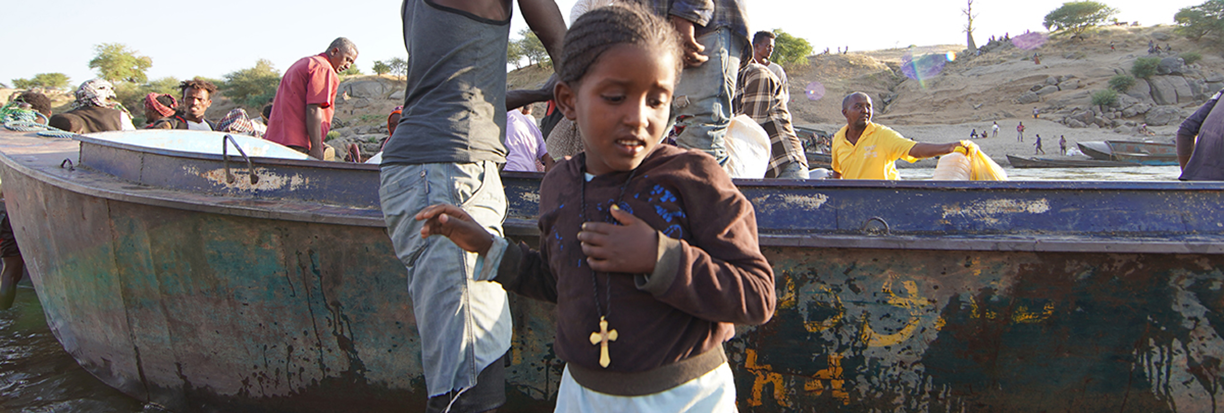 Children, women and men are arriving exhausted and scared in neighbouring Sudan.  