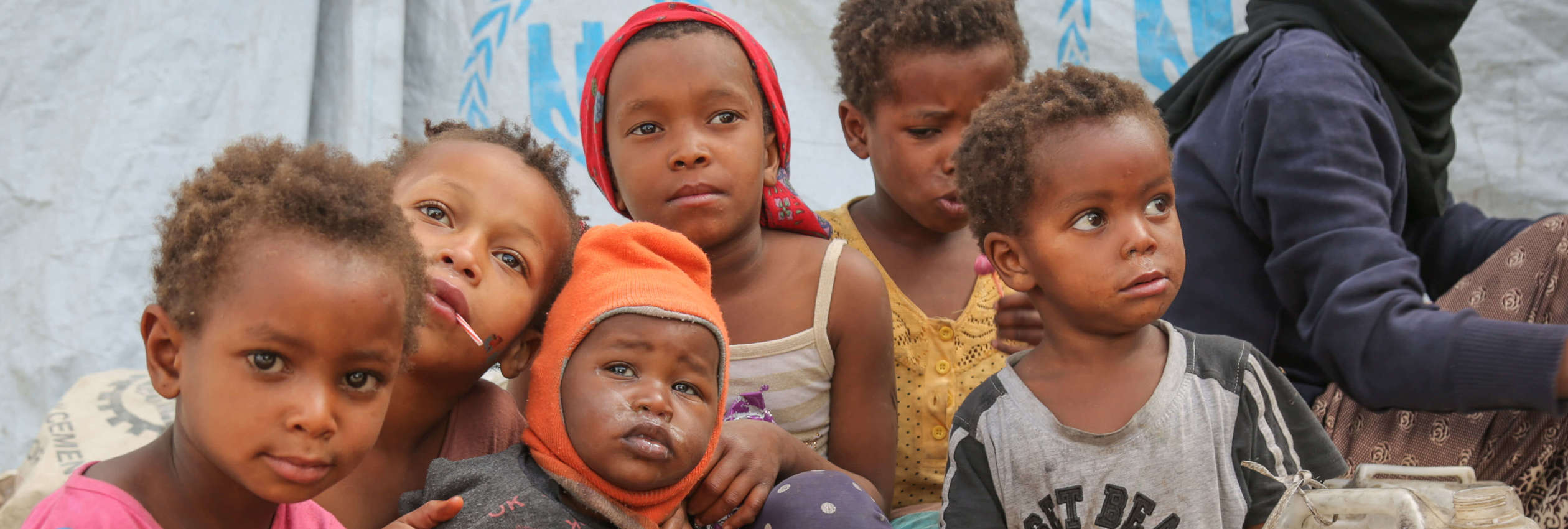 Displaced children in one of the hosting sites in Sana'a.