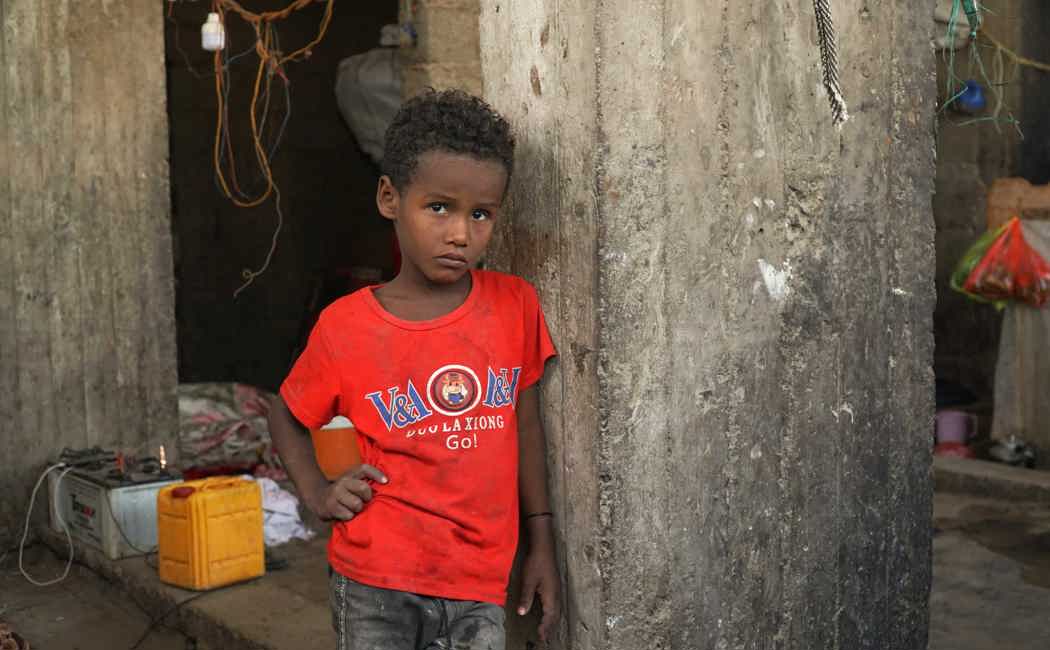 Mohammed Saleh, 9, fled Taizz with his family and now lives in a makeshift camp in Lahj, Yemen. 