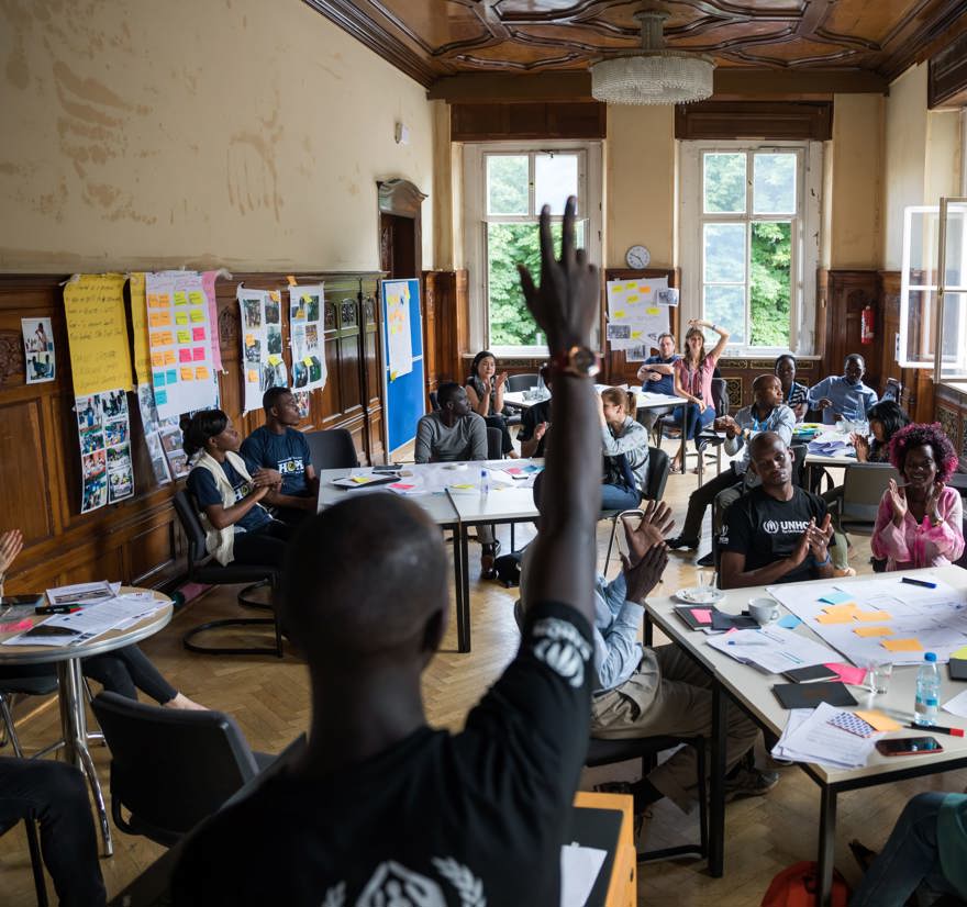 DAFI students attend a workshop in Berlin held by Kiron, an NGO providing open access to education for refugees through digital solutions.