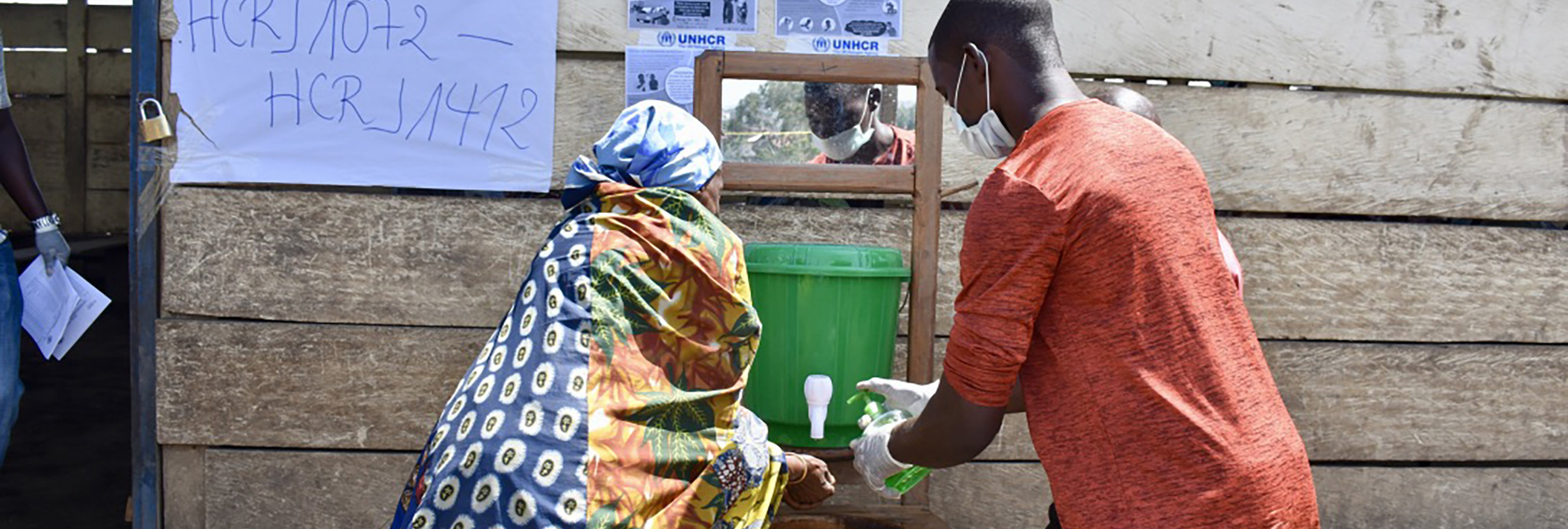 Refugees washing their hands in the DRC
