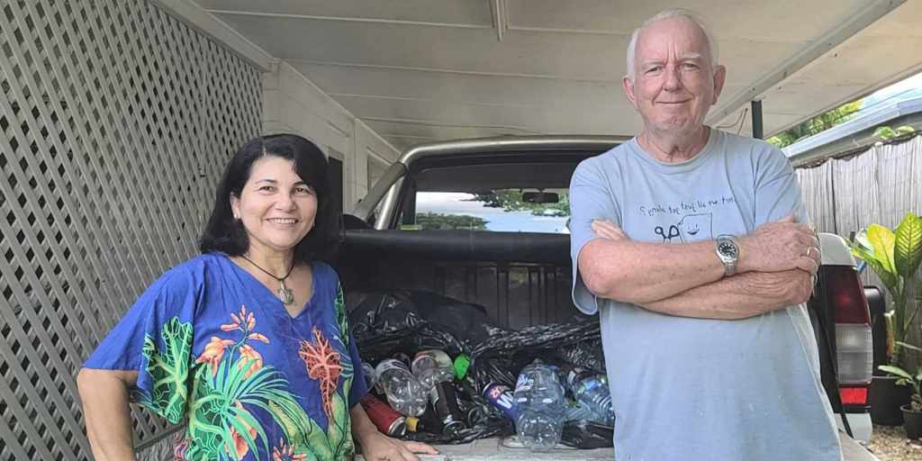 Delma Albuquerque and Adrew Smart are recycling rubbish to support refugees