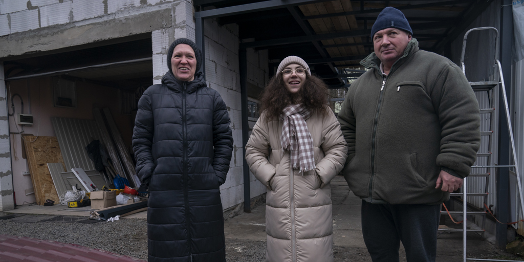 Ukraine. Families in Borodyanka have their homes repaired by UNHCR