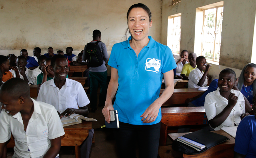 Kumi Taguchi meets young refugees in Uganda