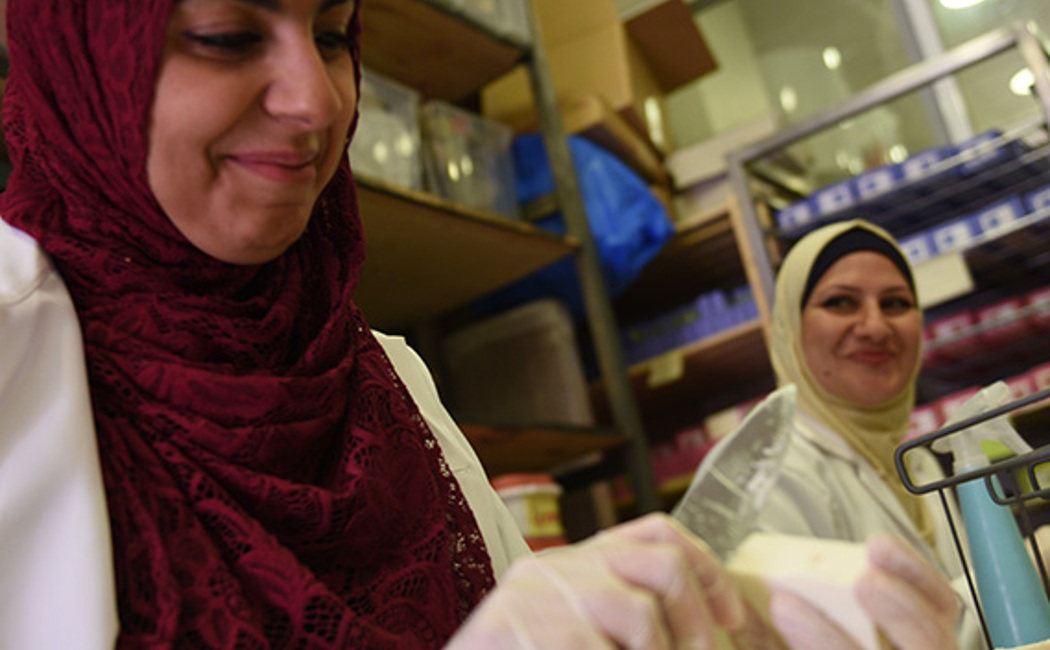 Women carve soap in Za'atari refugee camp to protect people from coronavirus