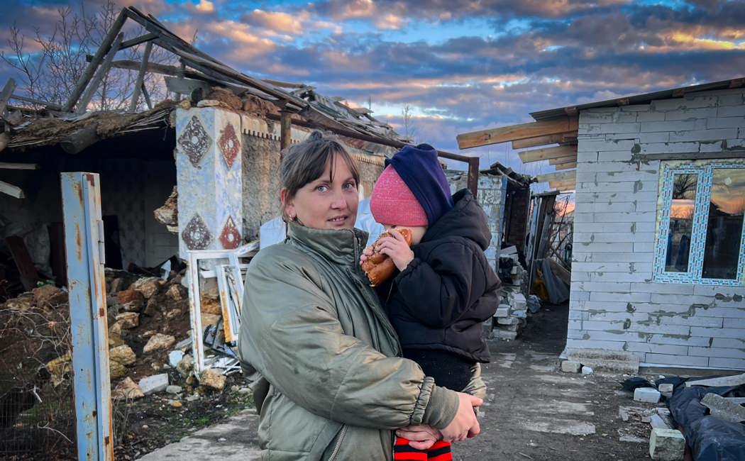 Single mother of three rebuilds her home in war-torn village of Ukraine