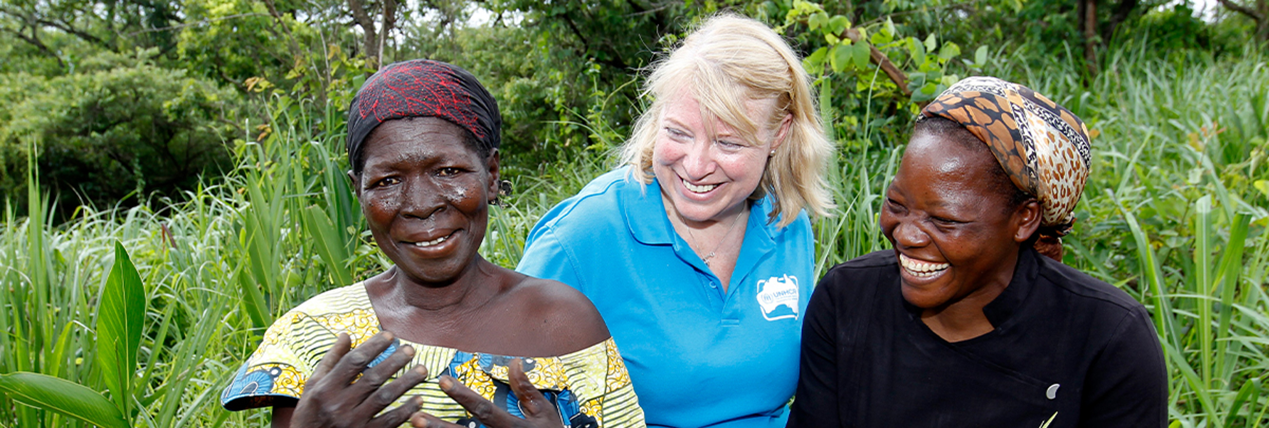 Australia for UNHCR National Director Naomi Steer with Sister Angelique Namaika and a Congolese woman