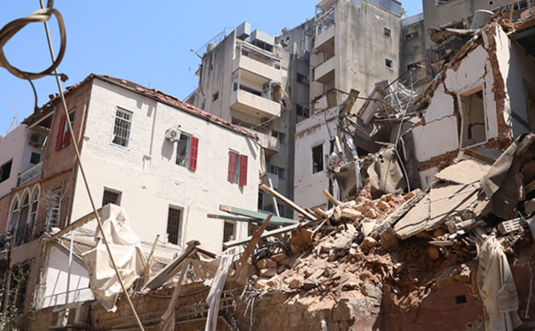 damaged buildings from the Beirut explosion